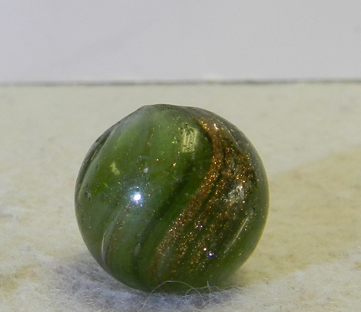 #15801m Small .63 Inches Vintage German Handmade Onionskin Lutz Marble