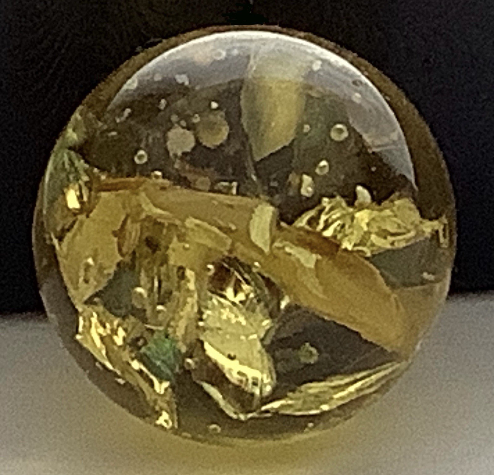 Vintage Estate Gold Vitro Crackle Glass Marble 8/16” Bubbles