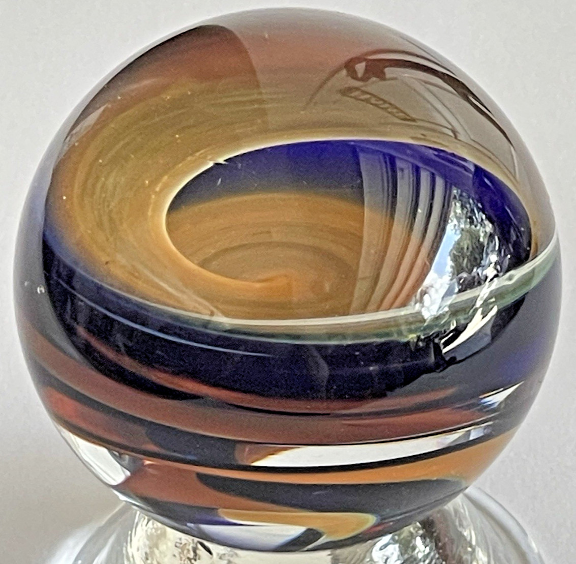 2005 JOSH SIMPSON MARBLE HANDMADE SIGNED GLASS ART 1.68 PLANET N DEEP SPACE NICE