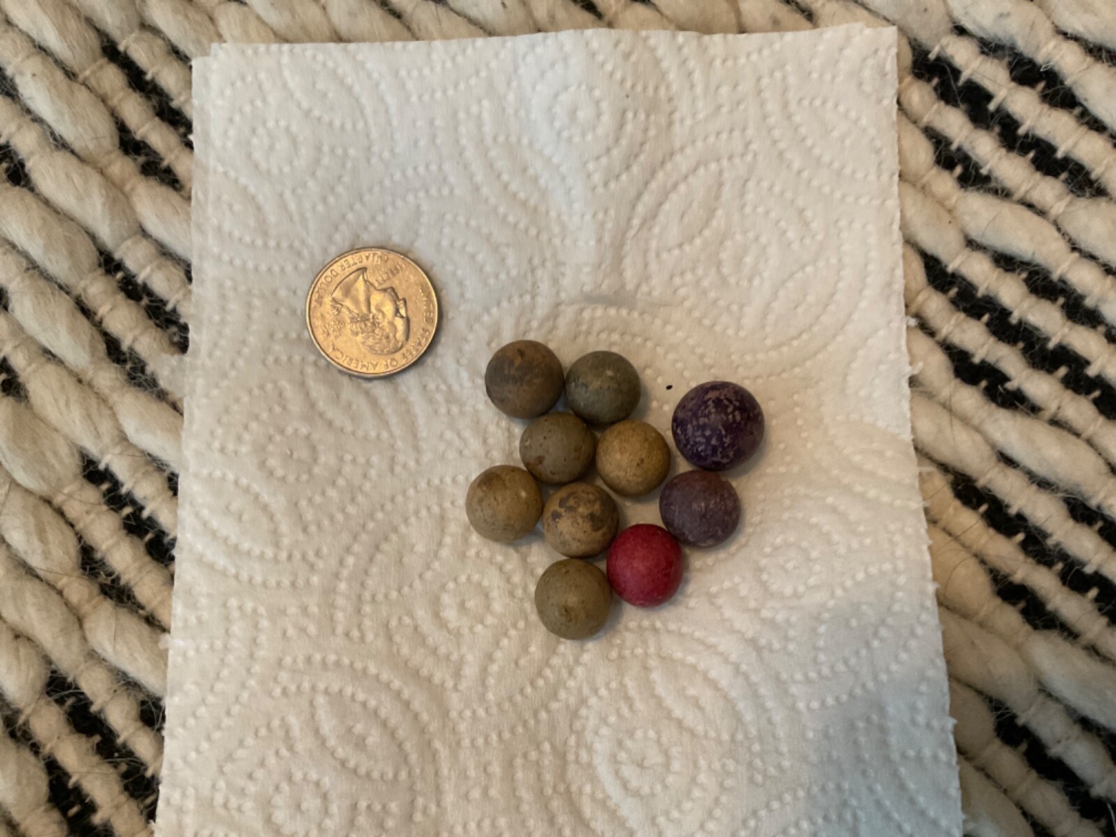 Antique 1800s Civil War era Clay Marbles Lot of 10. Sizes vary.