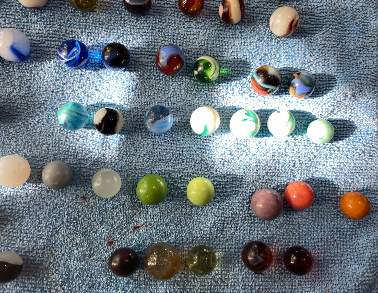 Vintage Lot of 108 Marbles Various Makers Moss Agates Patches Swirl etc