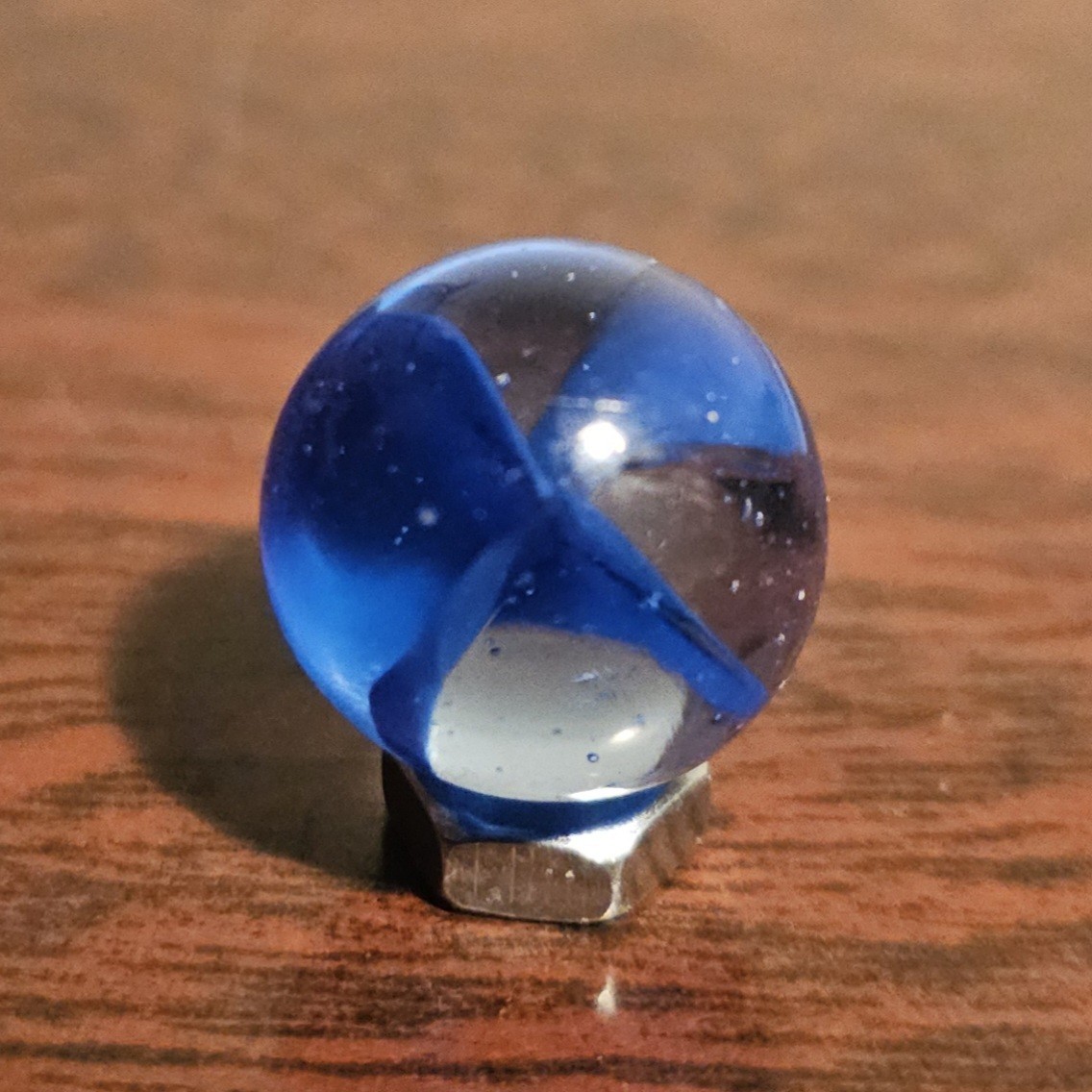 Vintage CE Bogard Dark Blue 4-Lobe Floppy .625″ Uranium Glass Marble