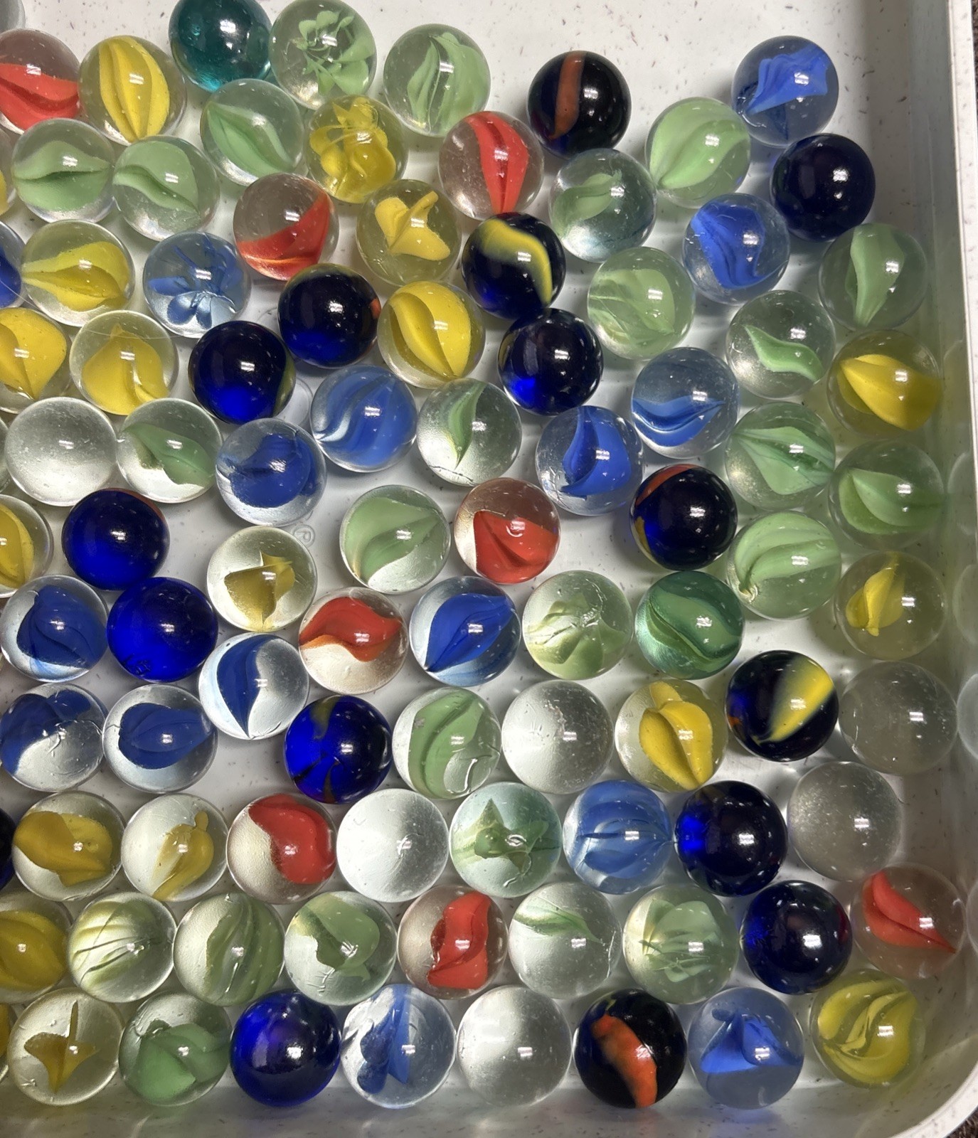 Vintage Marbles Different Sizes And Designs In Jar 125 Total Estate Lot 4A