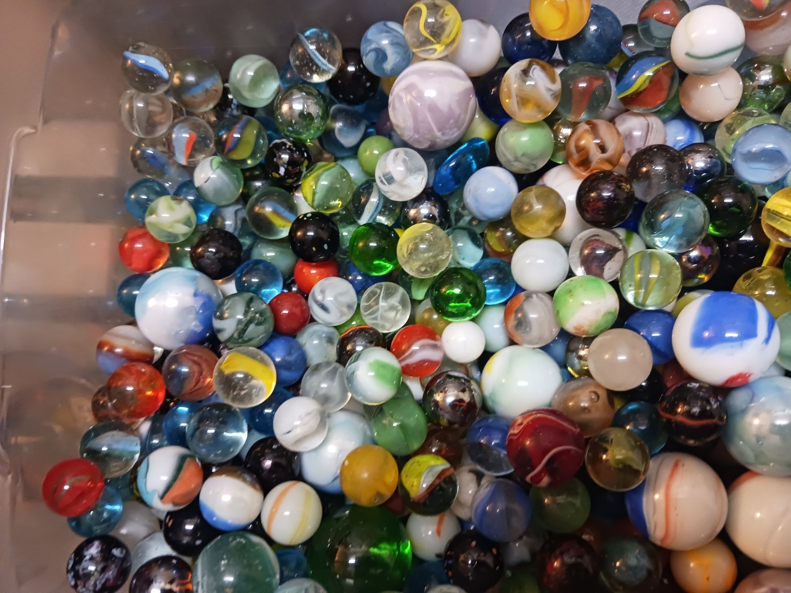 Lot Of 10+lbs Vintage Mixed Old And New Marbles. Large, Medium And Small Sizes