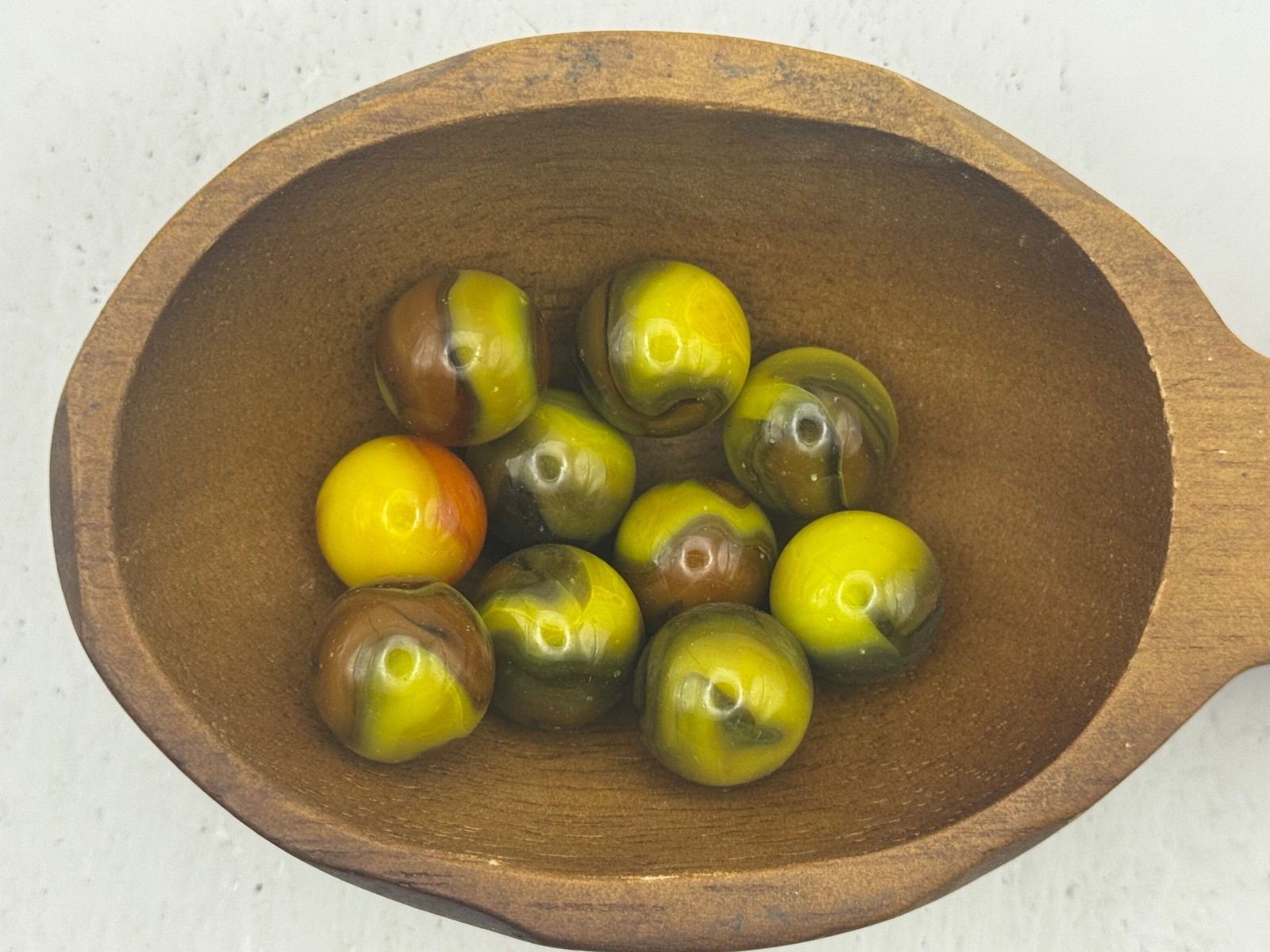 10x 5/8″ Jabo Classics Marbles Lot Orange, Yellow, Green, Yellow UV Reactive