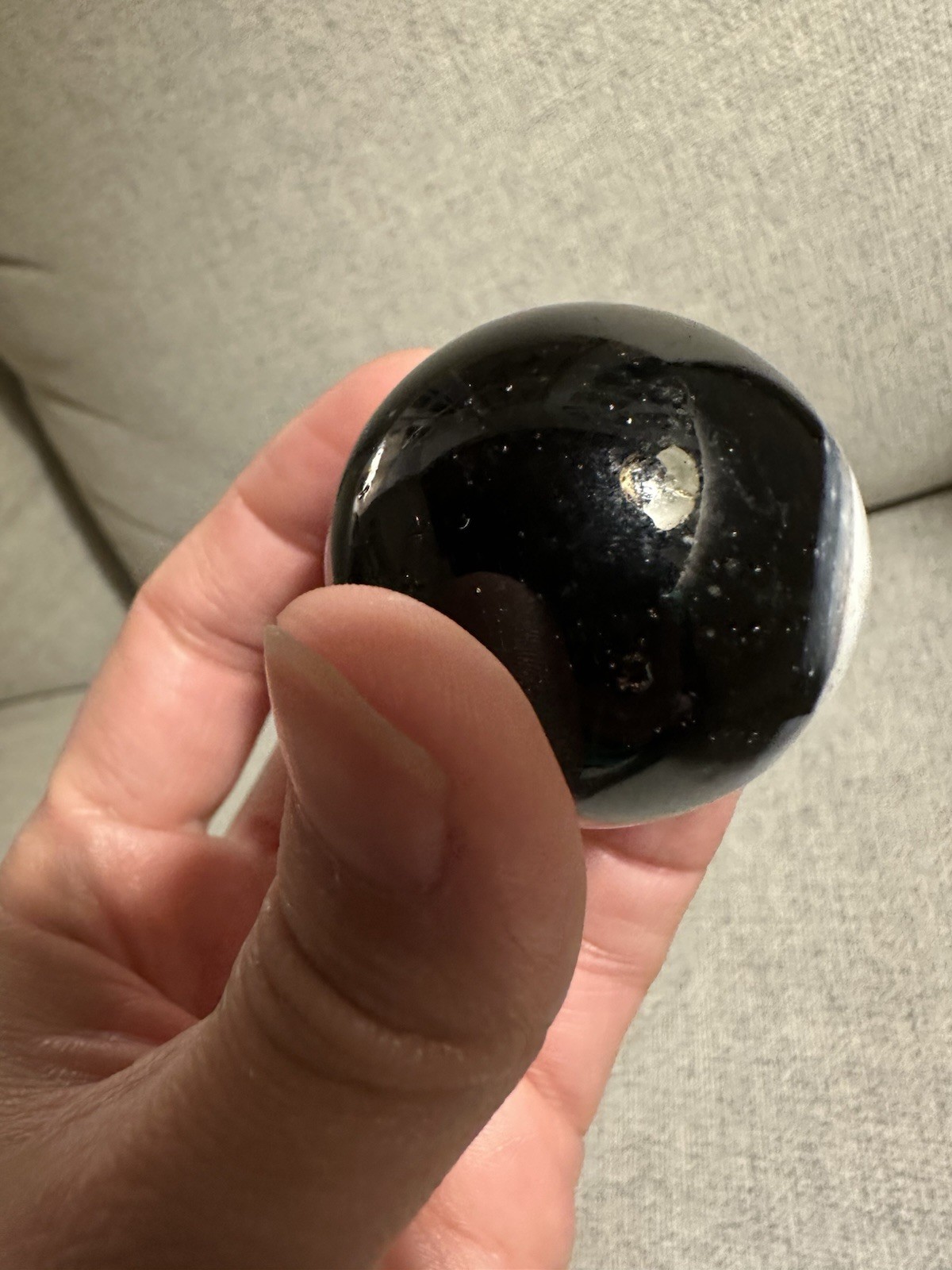 Antique Large Glass Marble Deep Amethyst Purple And White Swirl Streak Milky Way