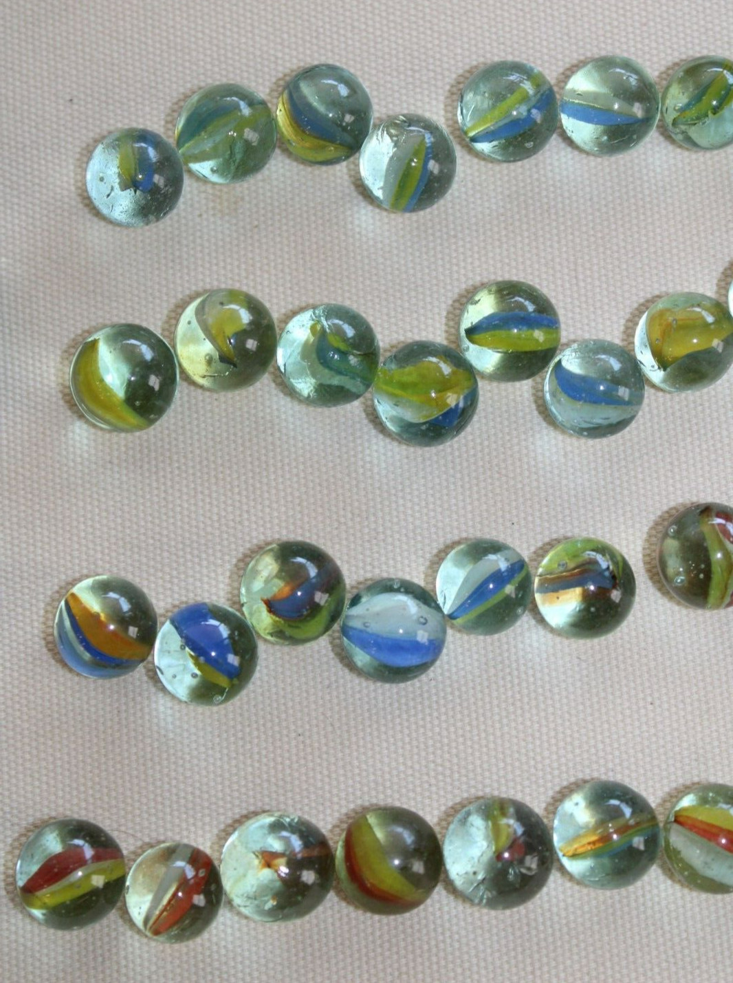Vintage Mixed Age Glass Cat Eyes Vein Marble Lot .5″-.988″-G3