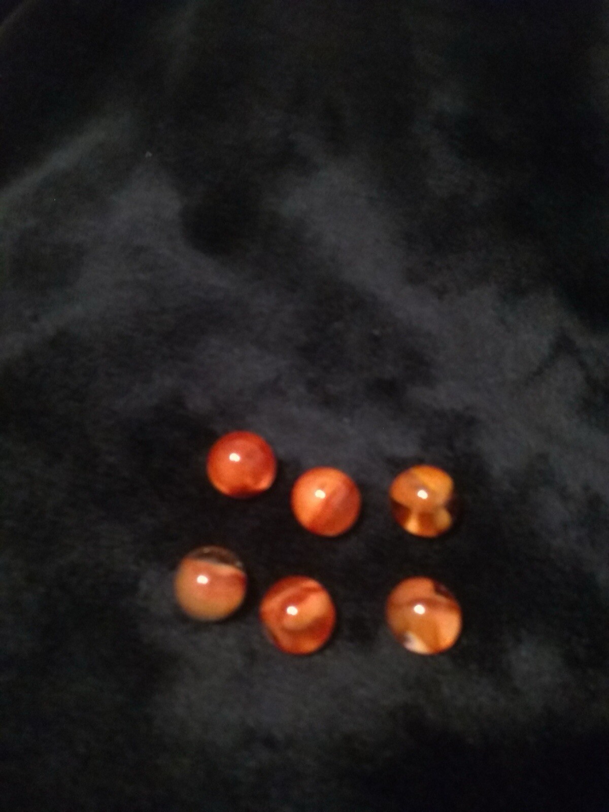 Marbles, Set Of Six Orange And Clear
