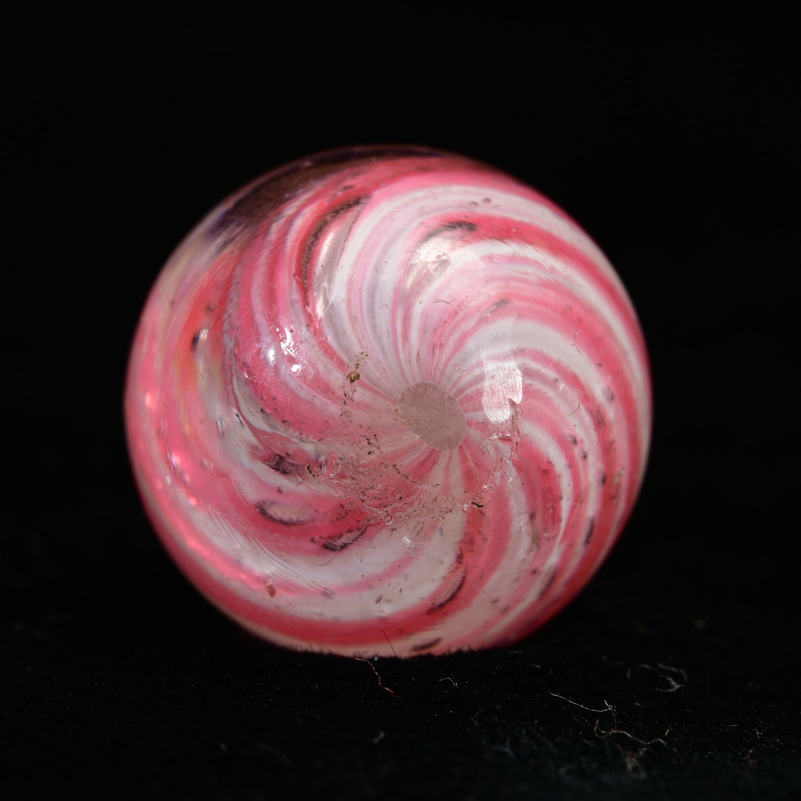 Onionskin Marble Early German Handmade Antique Shrunken Raspberry 17.2mm 21/32”
