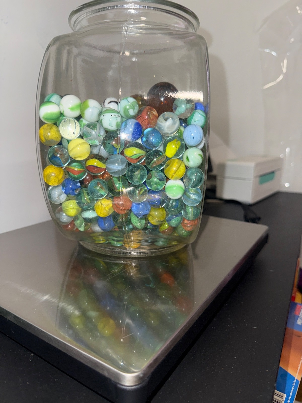 12.39lb Estate Marble Treasure Jar – Found 1930s Akro Popeye, Red Rossi, Slags