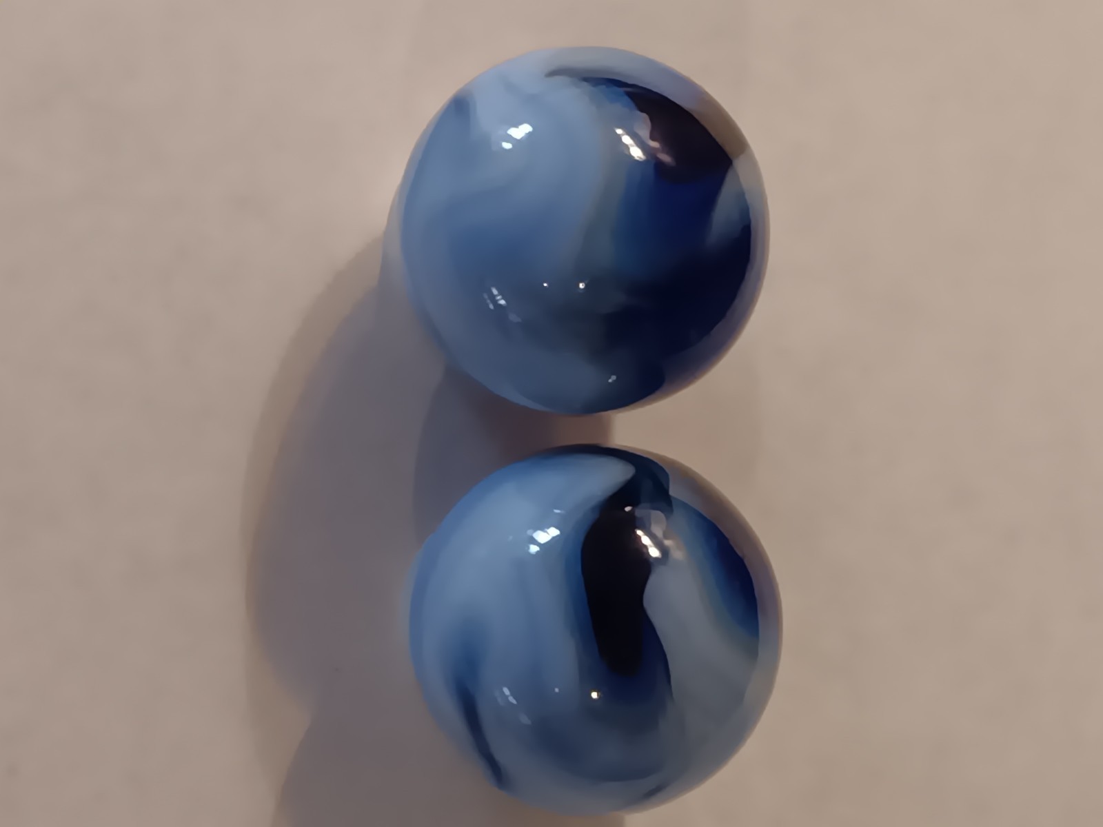 Blue Swirl Glass Toy Marbles Set of 2, Swirl Style, .94 inches each. Mint