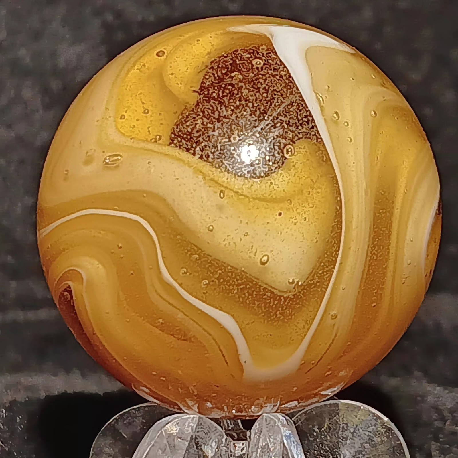 Xtra Large M.F. Christensen Slag Marble. 1.21″ Wet Mint. Htf Transitional. Wow