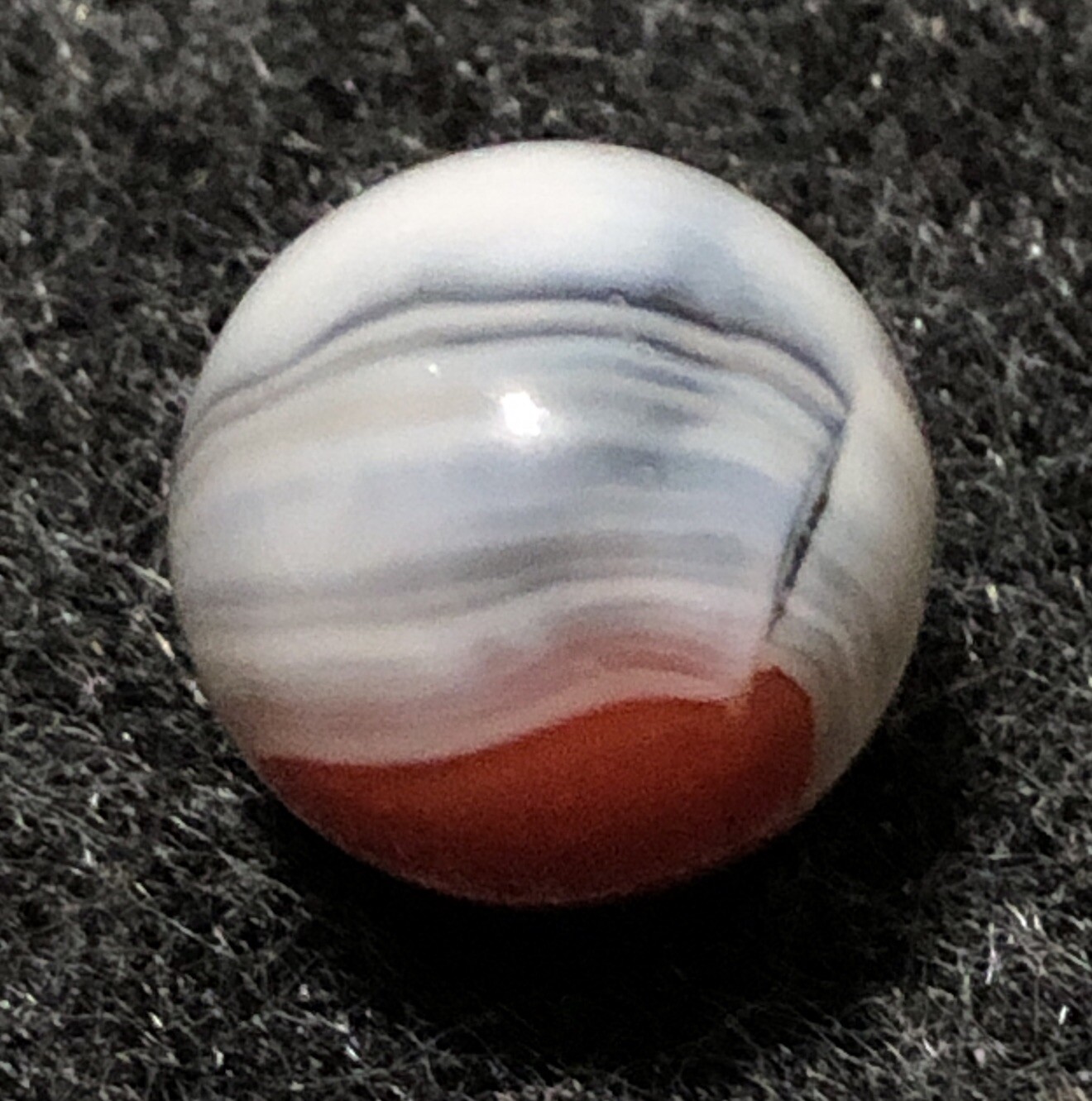 Vitro Agate Exotic Conquer Marble Wet Near Mint 5/8” Or .625” Red, Lavender WHT