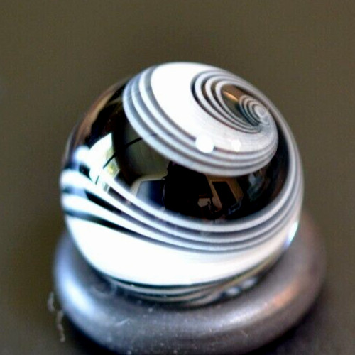 BRYAN TRILLAS GLASS MARBLE/.558″-BLACK & WHITE ZEBRA STUNNER-WORLDWIDE SHIPPING