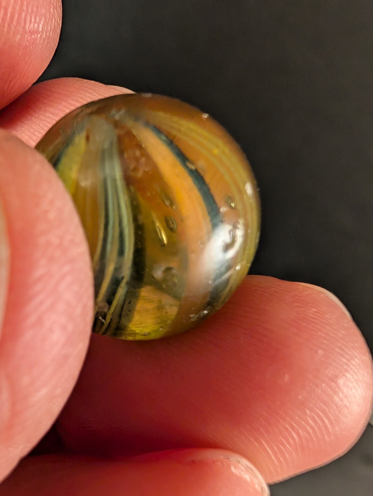 Vintage German Latticinio Core Swirl Marble Glass .716″ (4 colors)
