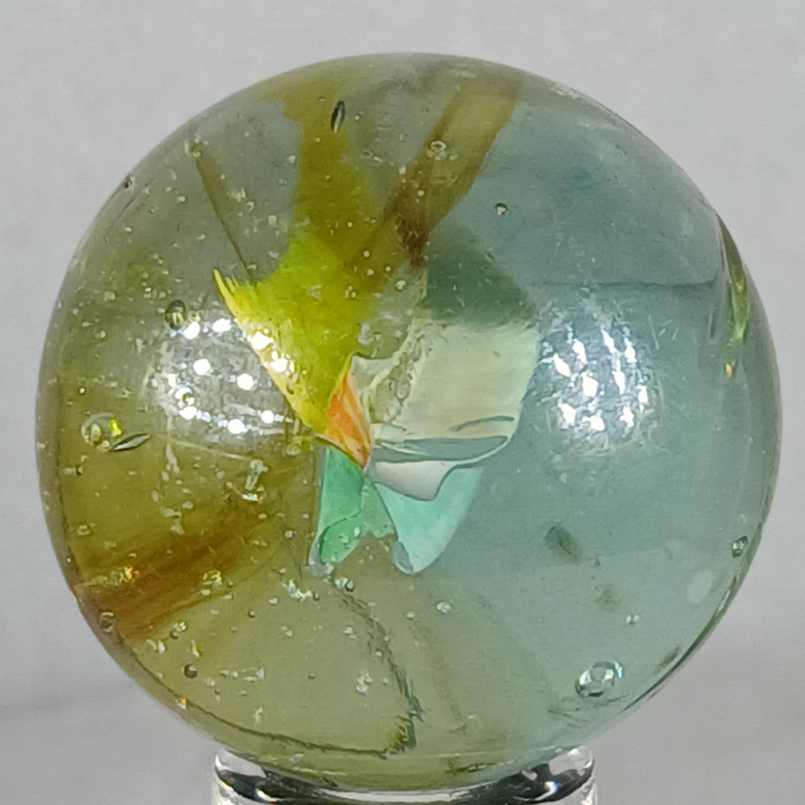 Large Vintage Tri-Color Hybrid Cat’s Eye Marble .94 Inches Near-Mint Condition