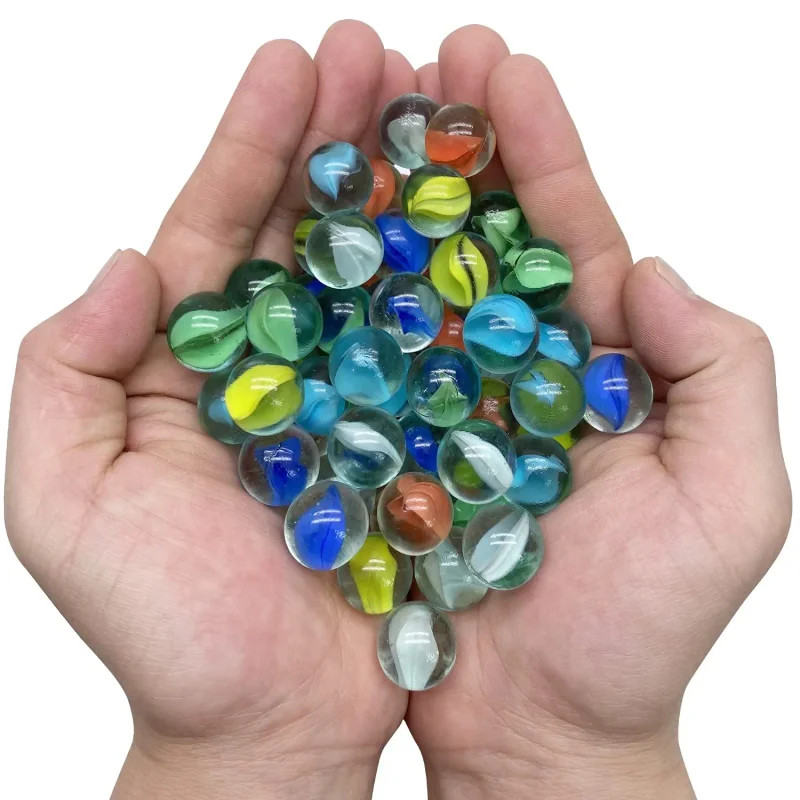50PCS 14Mm Colorful Glass Marbles Toy Kids Marble Balls Run Game Solitaire Toy A