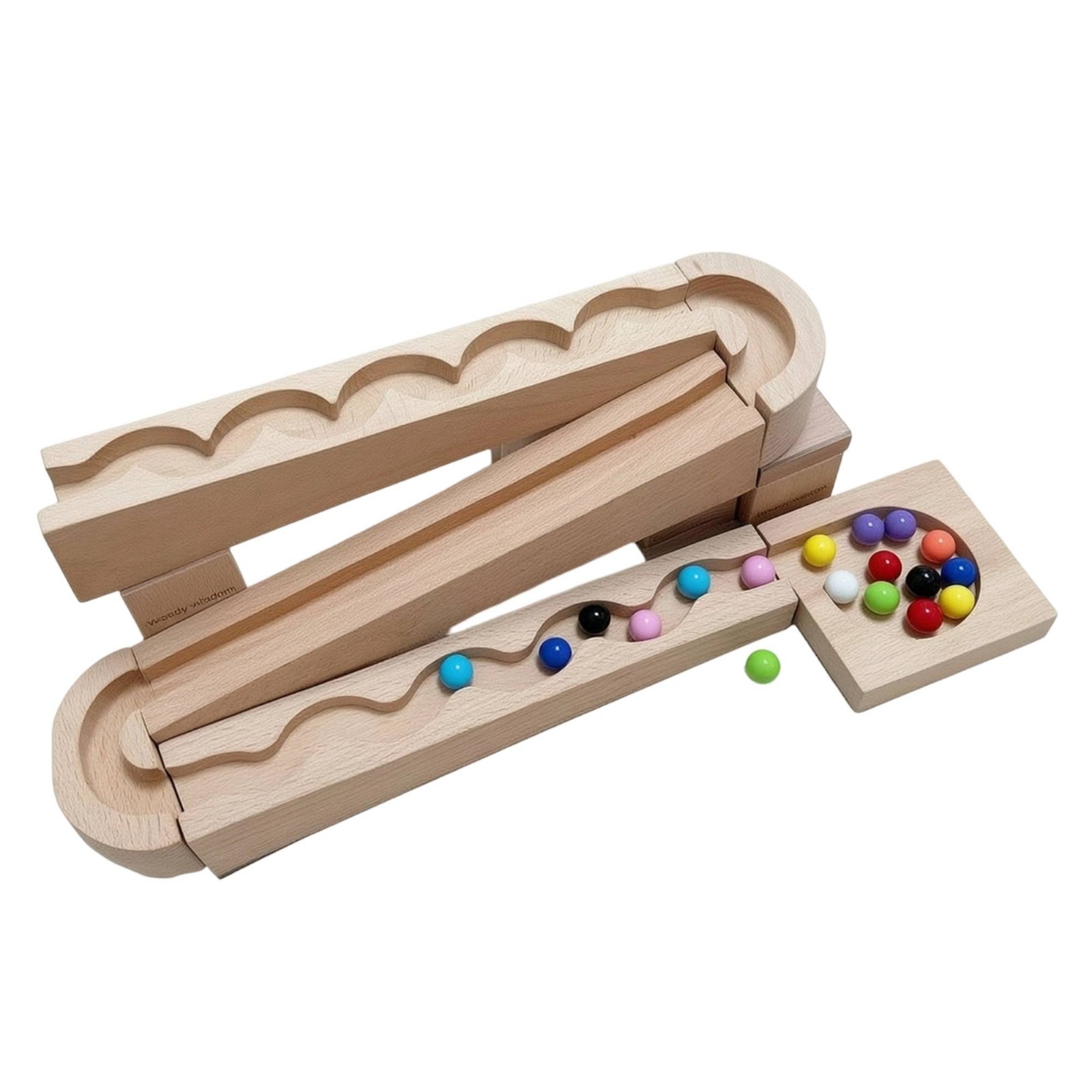 Wooden Ball Track with Blocks Educational Marble Maze Interlocking
