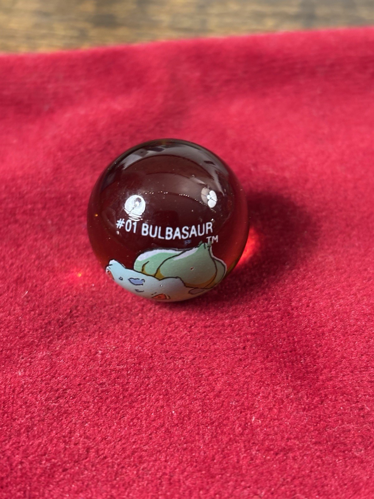 1999 Vintage Pokémon #1 Bulbasaur Glass Marble ToyBiz Amber