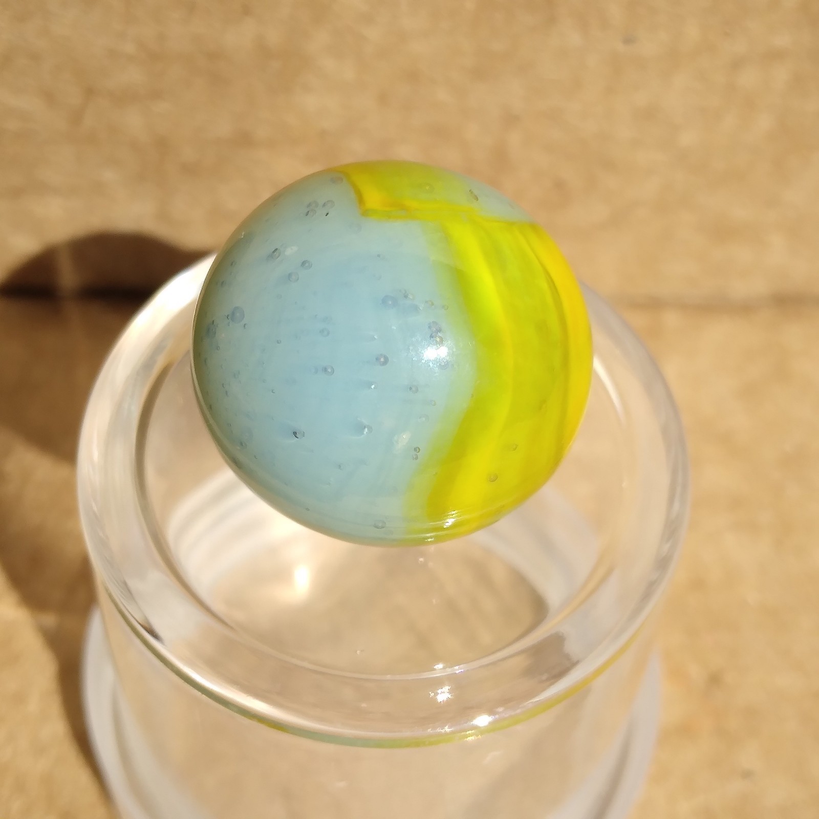 .62″ Vintage Ribbon Marble- Seedy Blue Yellow- Kokomo Peltier