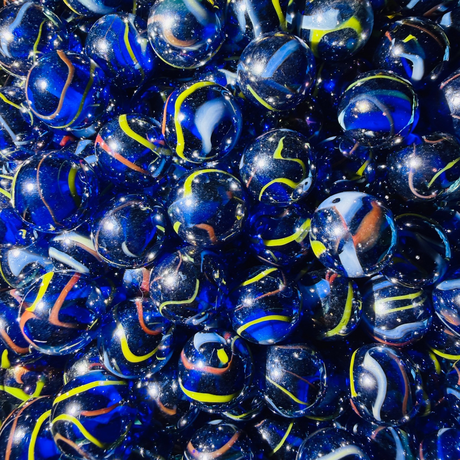 80 Lot Snorkel Marble Collection by Vintage Marbles 16mm 5/8″ Multi-Color Swirl