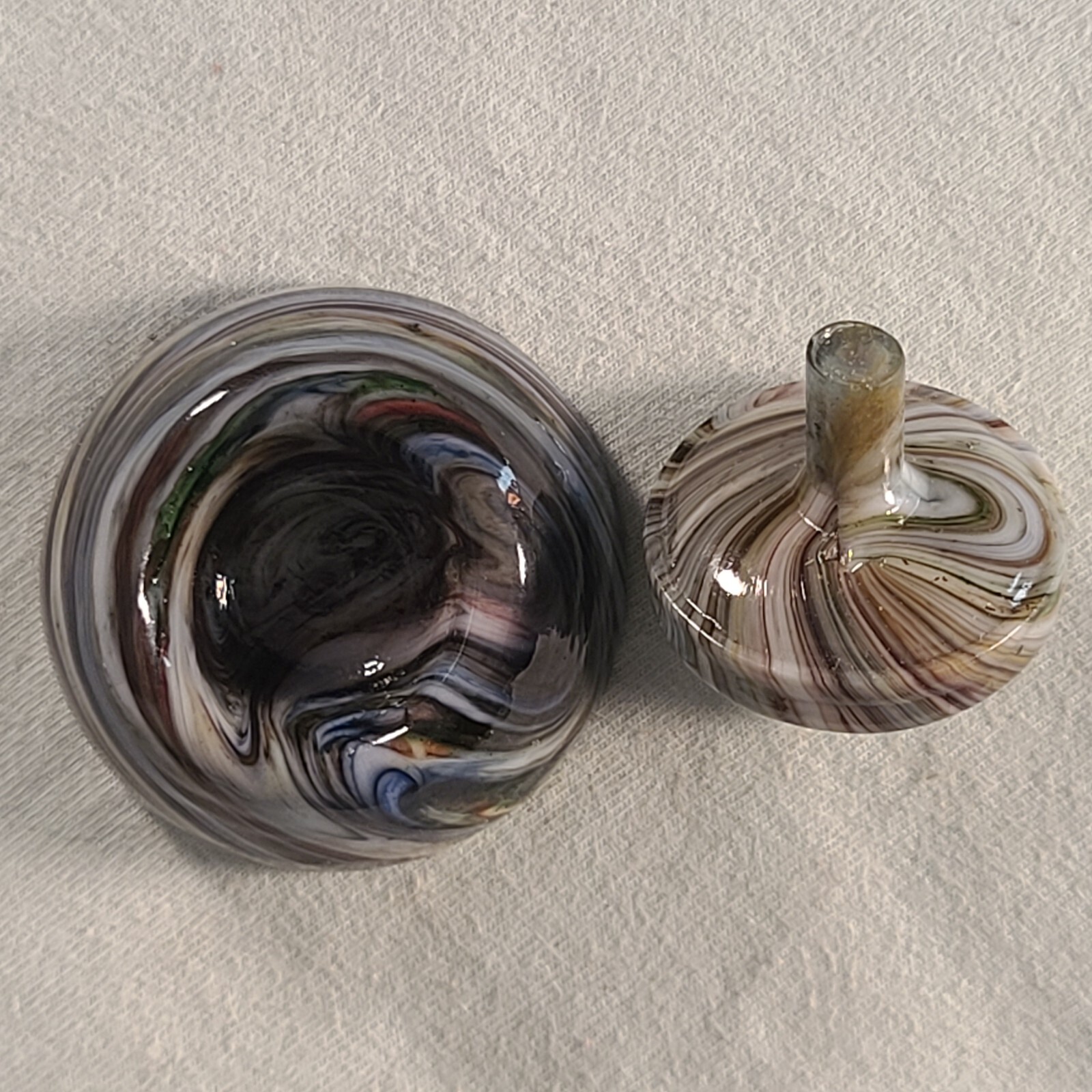 ANDY DAVIS, Glass Art Spinning Top & Base, Jabo Joker Run (?), #360F
