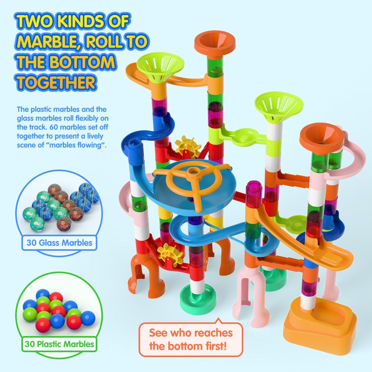 Marble Run for Kids,135 PCS Maze Track Set – Educational Building…