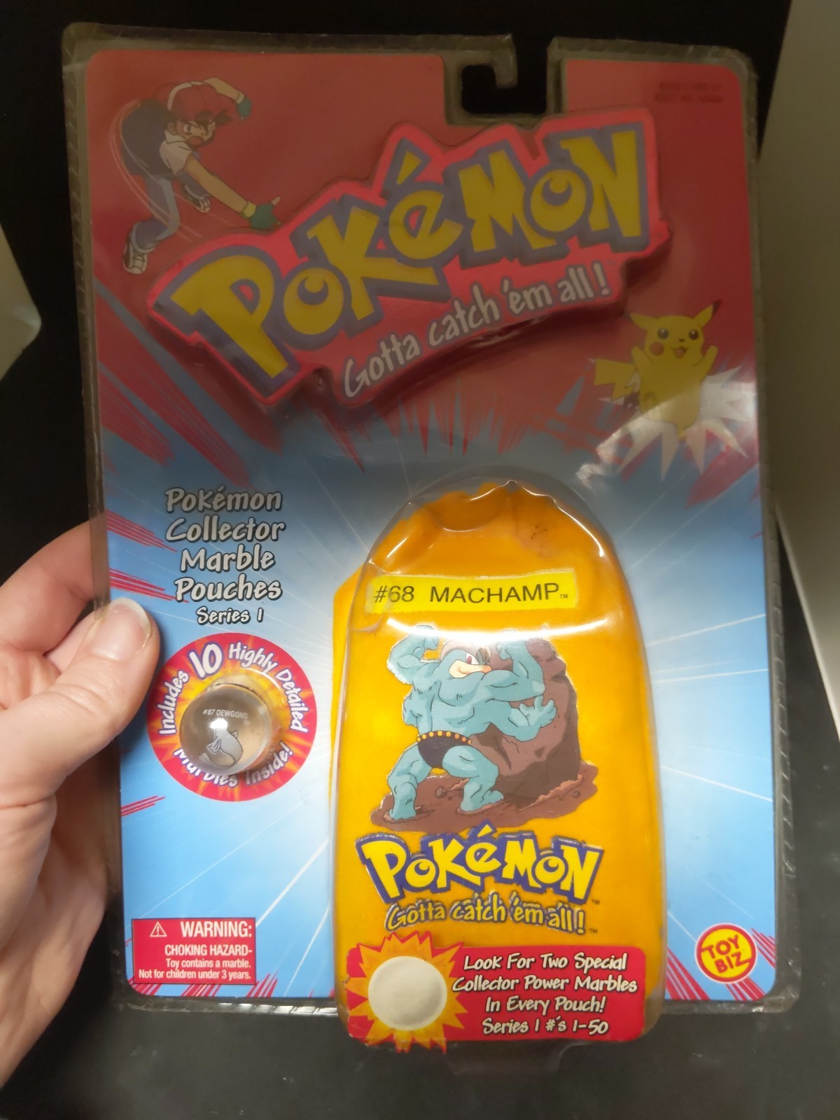 Pokémon Collector Marble Pouches #68 Machamp, Series 1 Yellow Bag, ToyBiz NIB #1