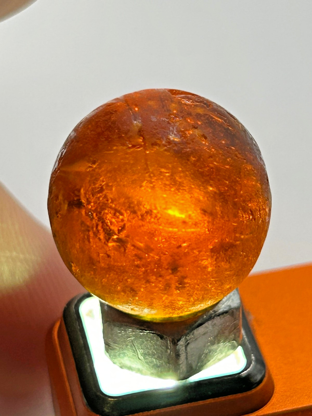 RARE Antique German Red Mica Gold Aventurine Marble 99/128″ NM+ M14