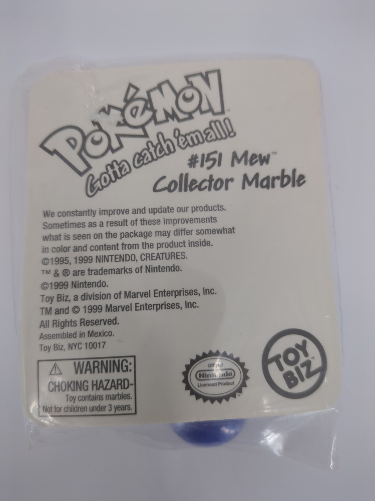 1999 Toy Biz Pokemon #151 Mew Collector Marble Factory Sealed Nintendo Licensed