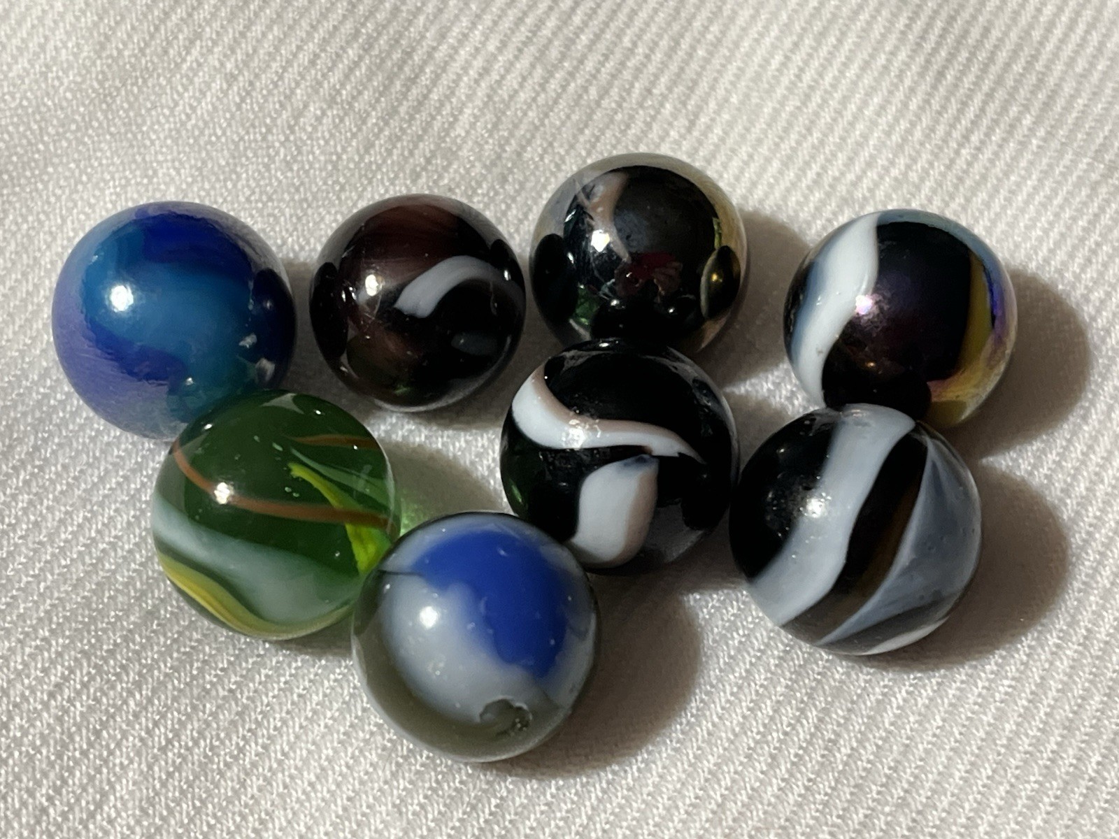 Lot Of 8 Vintage Metallic Milky Way Swirl MARBLES