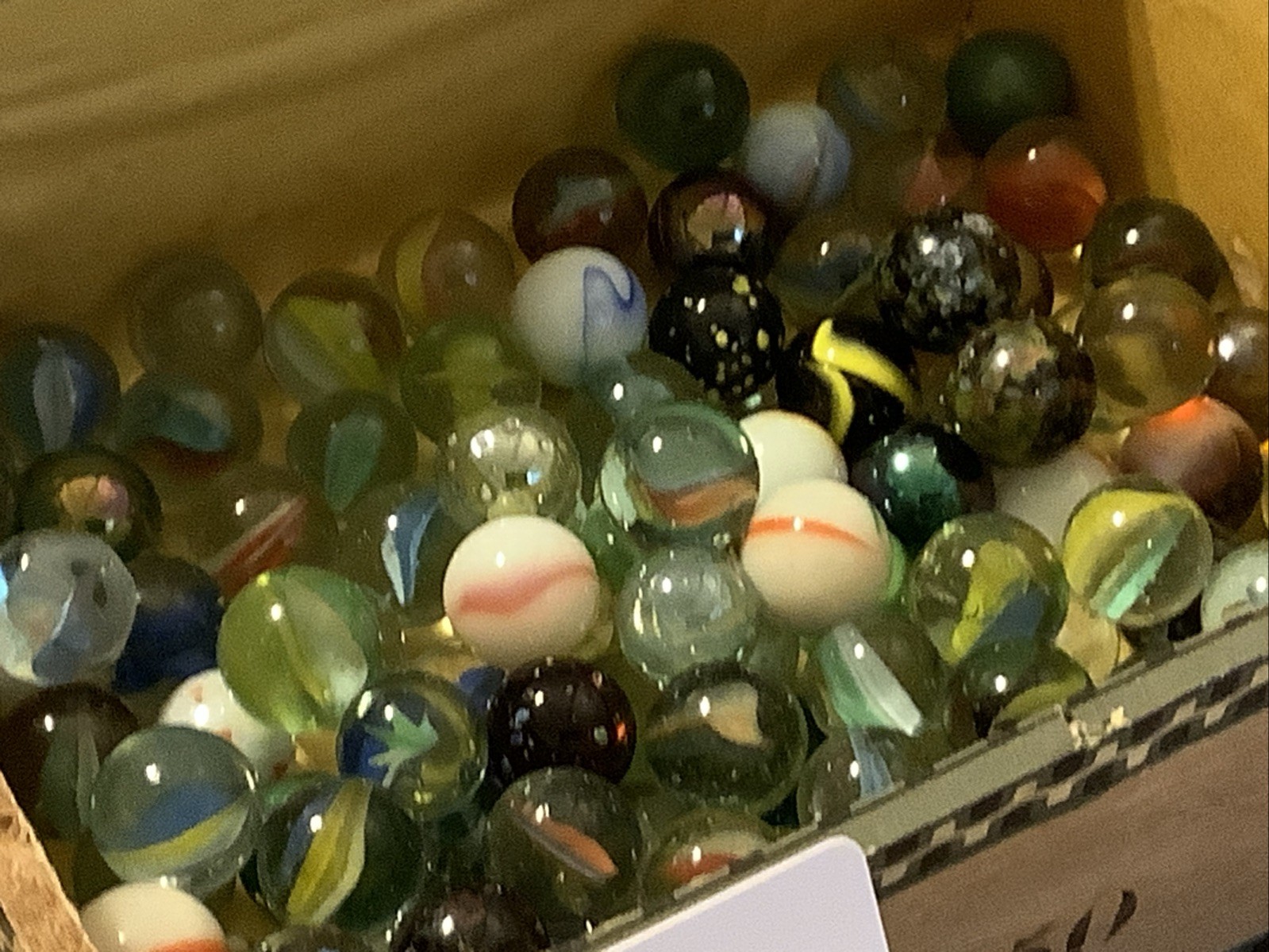 2746🌟Vintage Marbles Lot- UNSORTED In Cigar Box