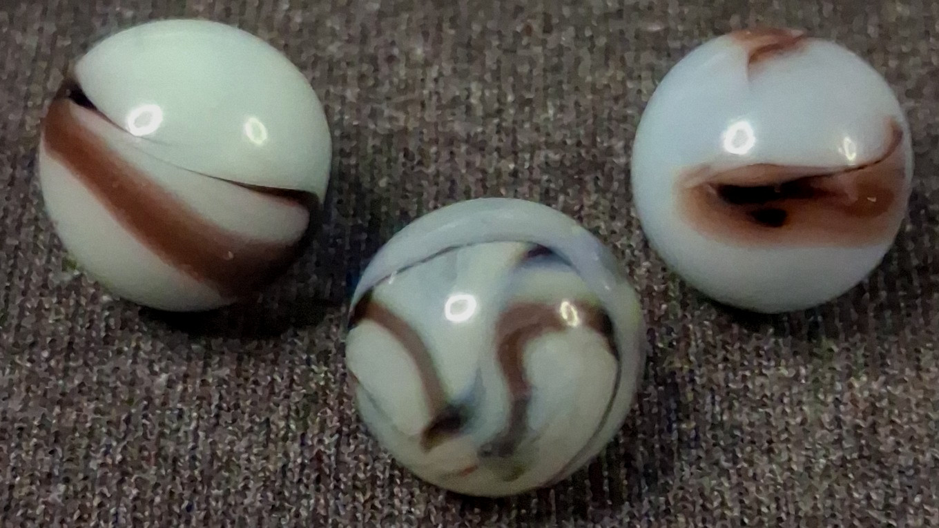 Vintage Alley Agate Set Of 3 Swirl Marbles 5/8″ – All Mint Condition 526187