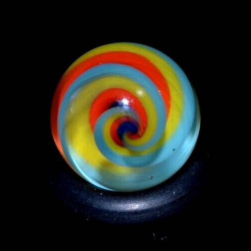 BRYAN TRILLAS GLASS MARBLE/.578″-BLACKLIGHT RAINBOW CORKSCREW-TURQ.,RED,VIOLET +