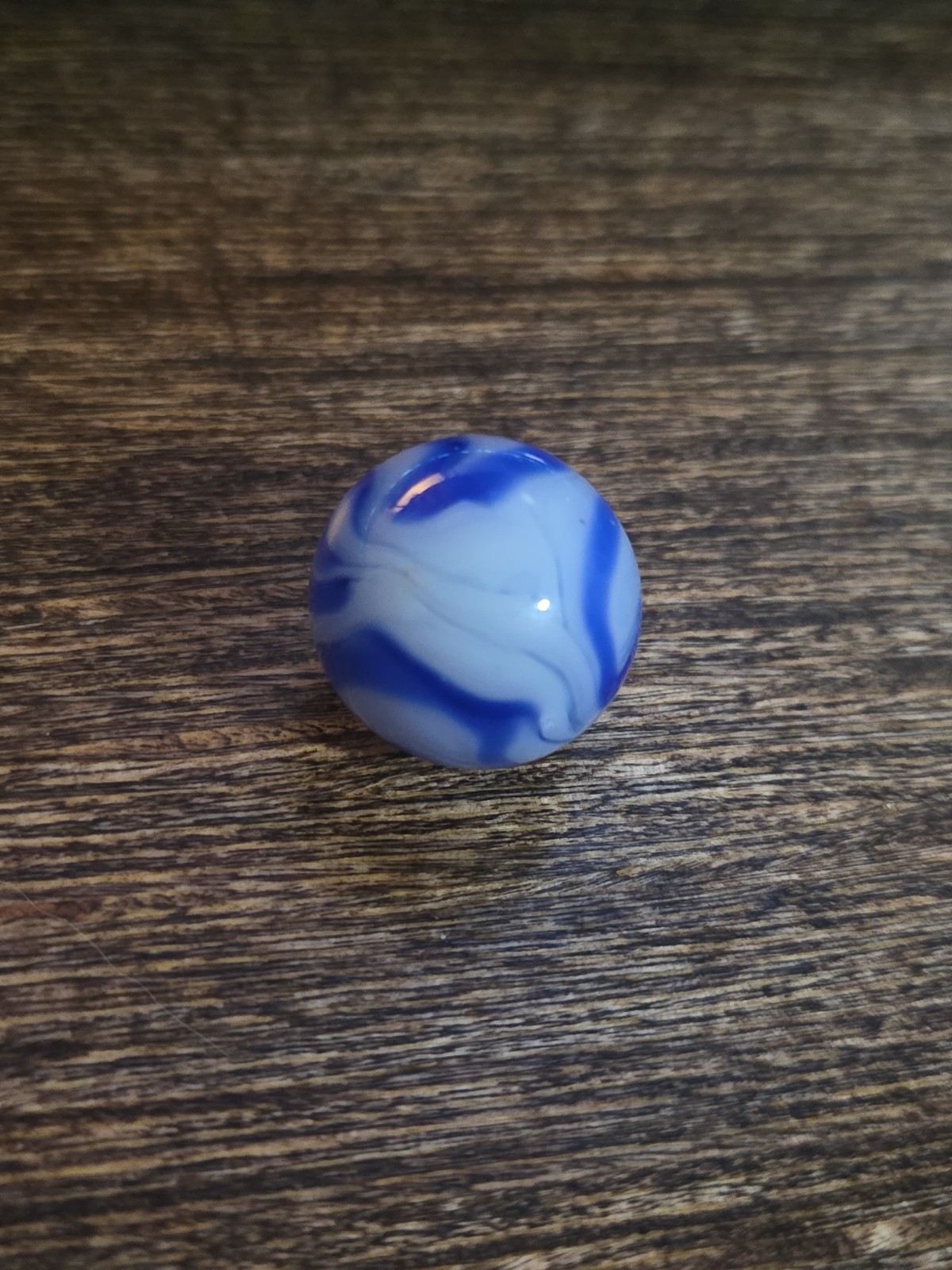 Vintage Marble .73 Inch Alley Agate Blue Flame Swirl