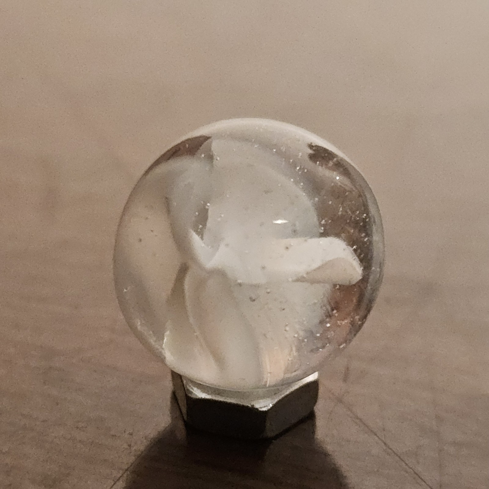 Vintage CE Bogard White 4 Lobe Floppy .625″ Glass Marble