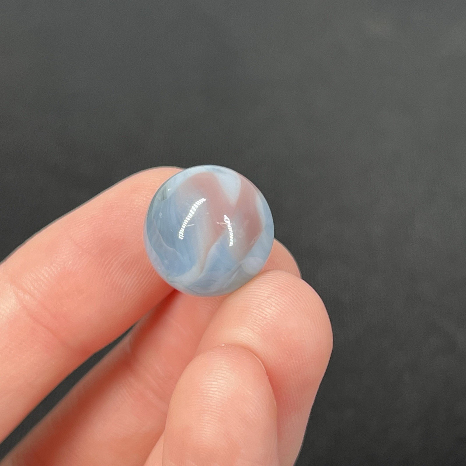 Old Vintage Glass Marble Christensen Akro Peltier Vitro .6” Cloudy Dusty Blue