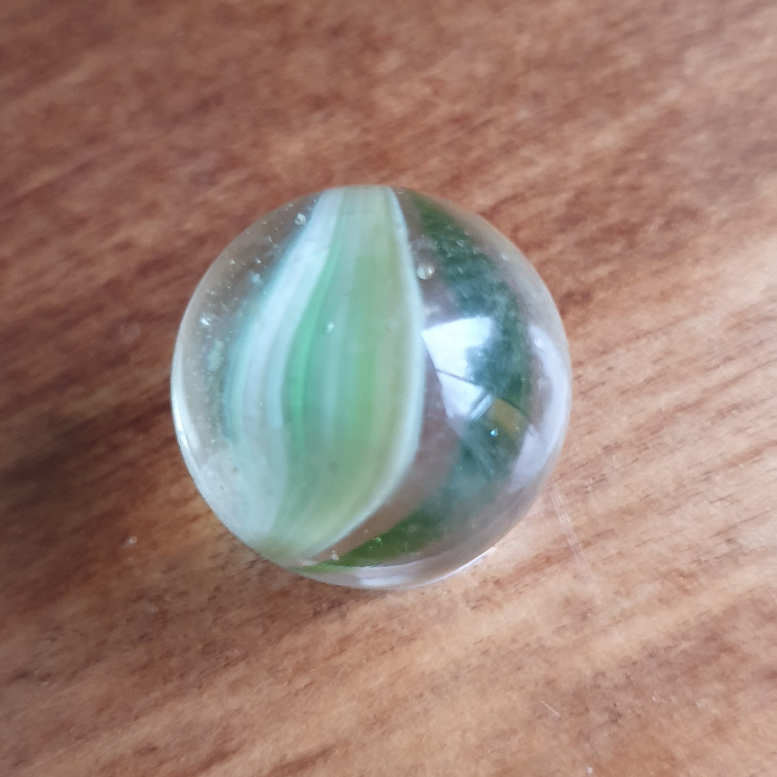 French European Sparkler Marble 1950s 60s Green White Brown Yellow Reacts To UV