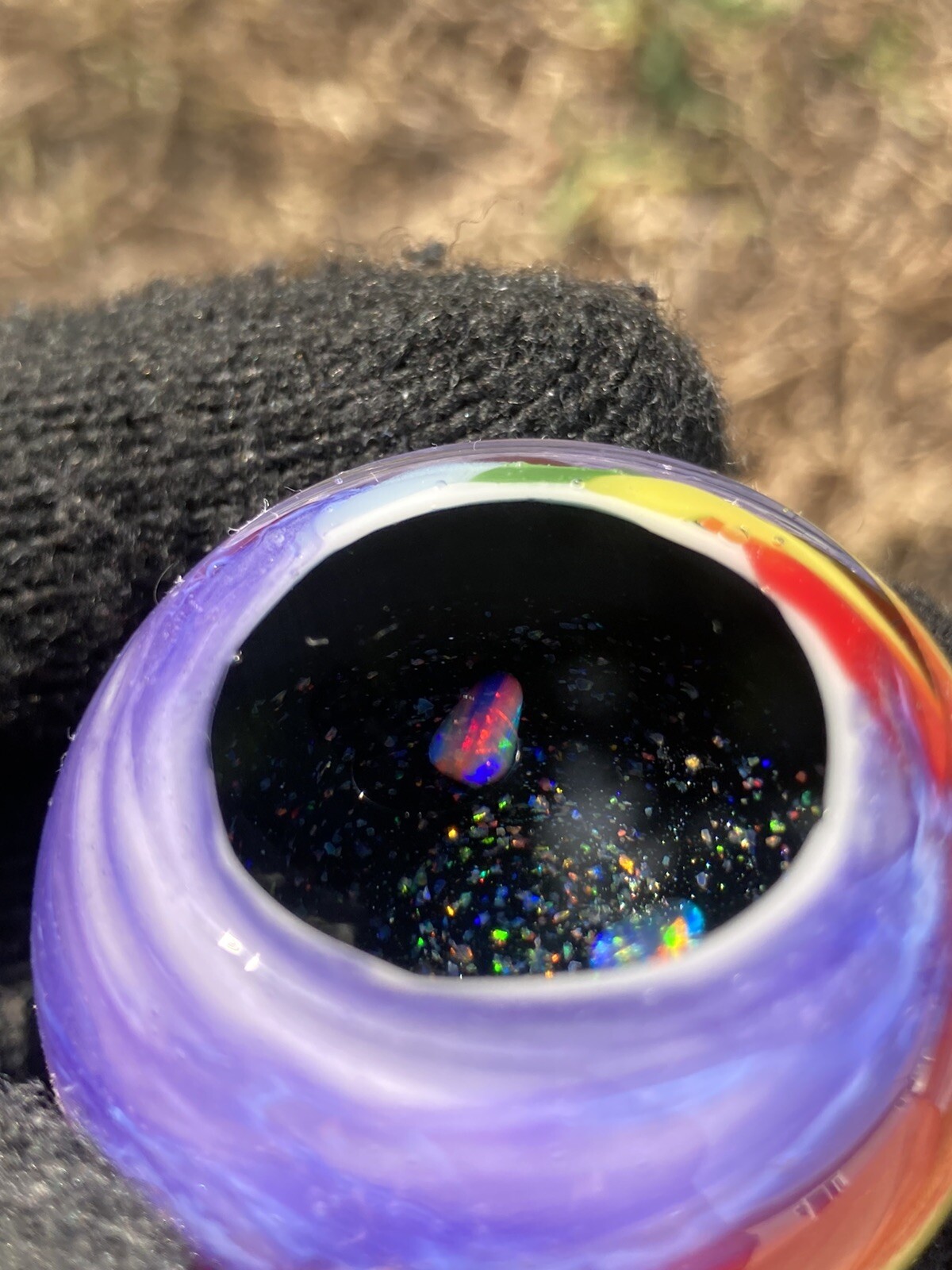 Glass Boro Marble 38mm Rainbow Deep Space Opal Stone HandMade Art ￼Sculpture