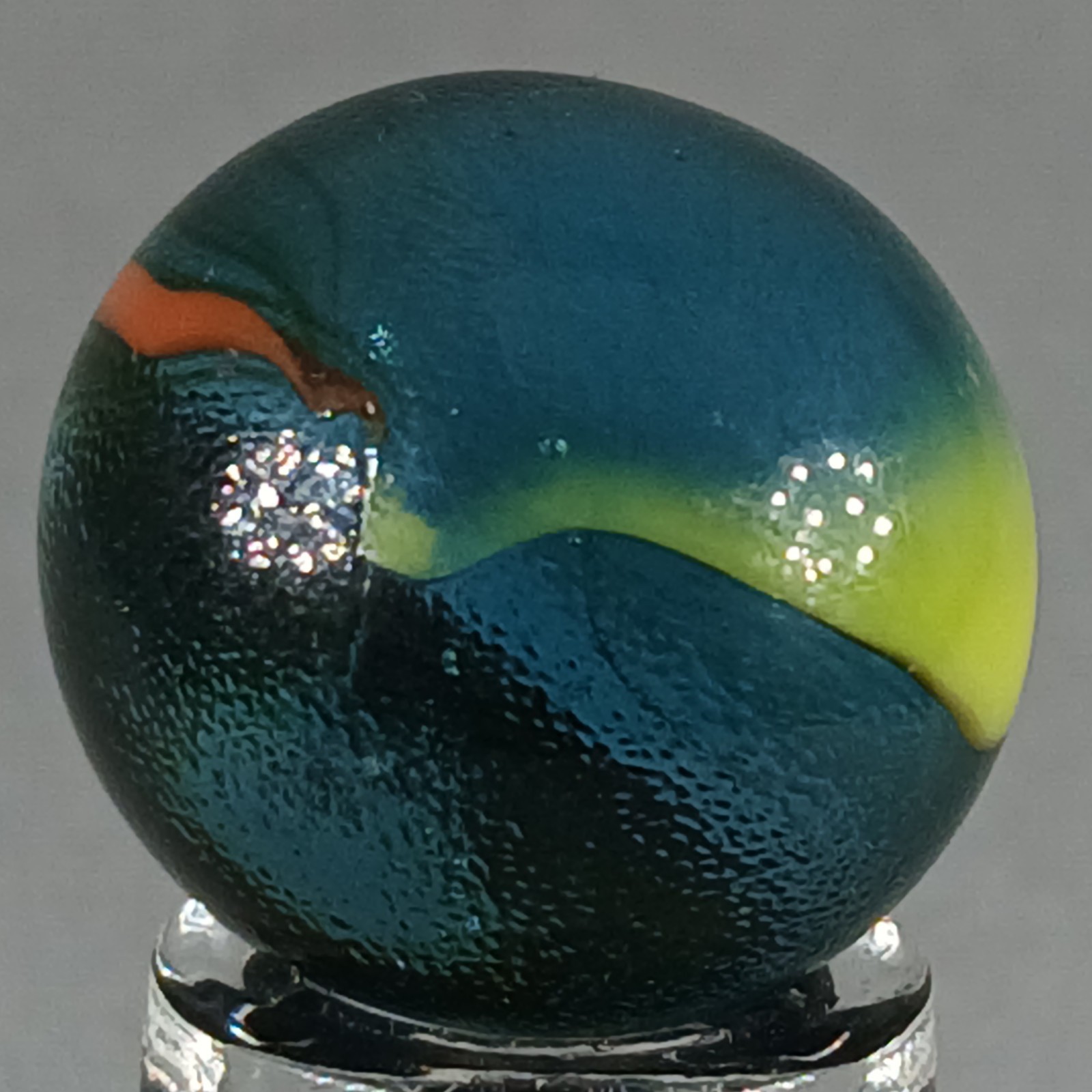 Vintage Iridescent Imported Patch And Ribbon Marble .61 Inches
