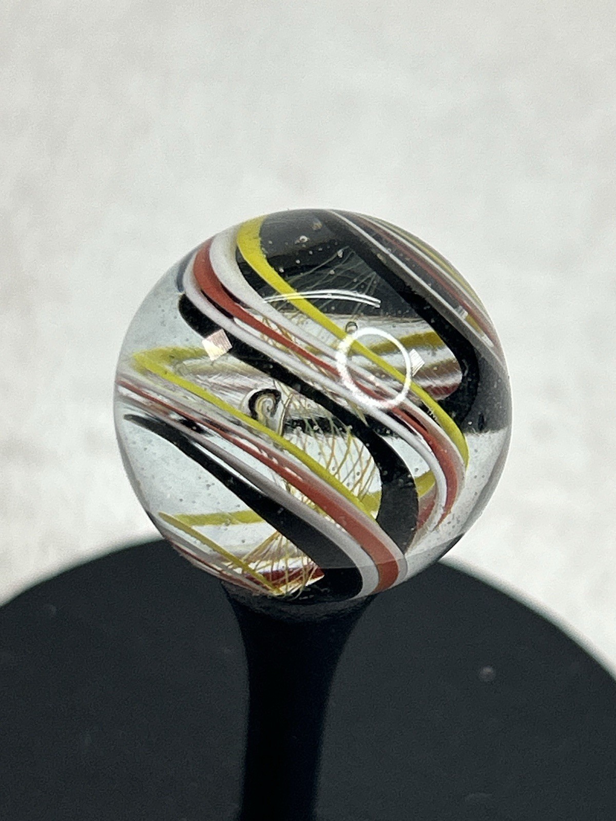 Handmade Contemporary Art Glass Marble .87” Spiral Swirl Very Fine Lattice Core