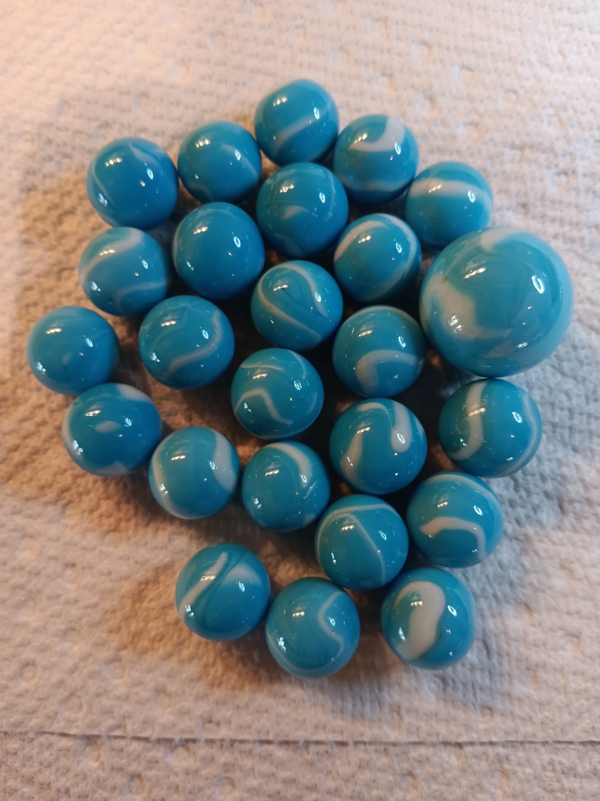 Blue White Swirl Machine Made Toy Marbles Lot, 0.97-0.64 Inch, Ages 8+