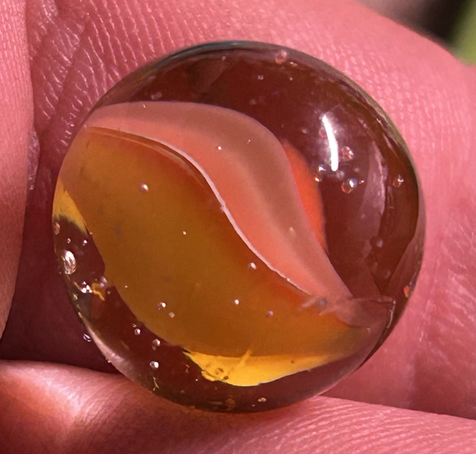 Vintage Vitro Agate 0.62″ Six Vein Cats Eye Marble Tri Color Near Mint!