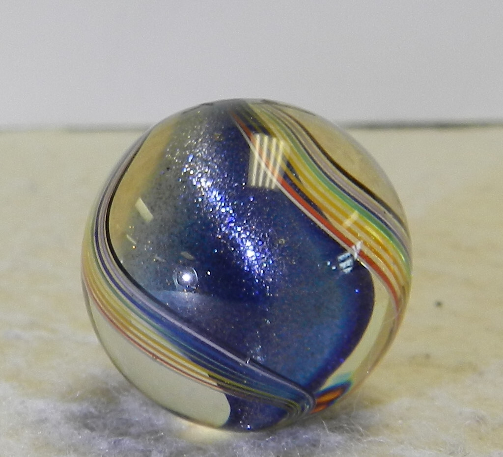 #15704m Nice Handmade Contemporary Wald Glass Marble With Lutz .79 In 1994 Mint