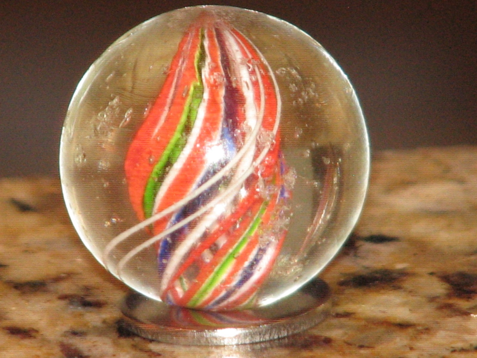.902 inch dia. Antique German swirl marble