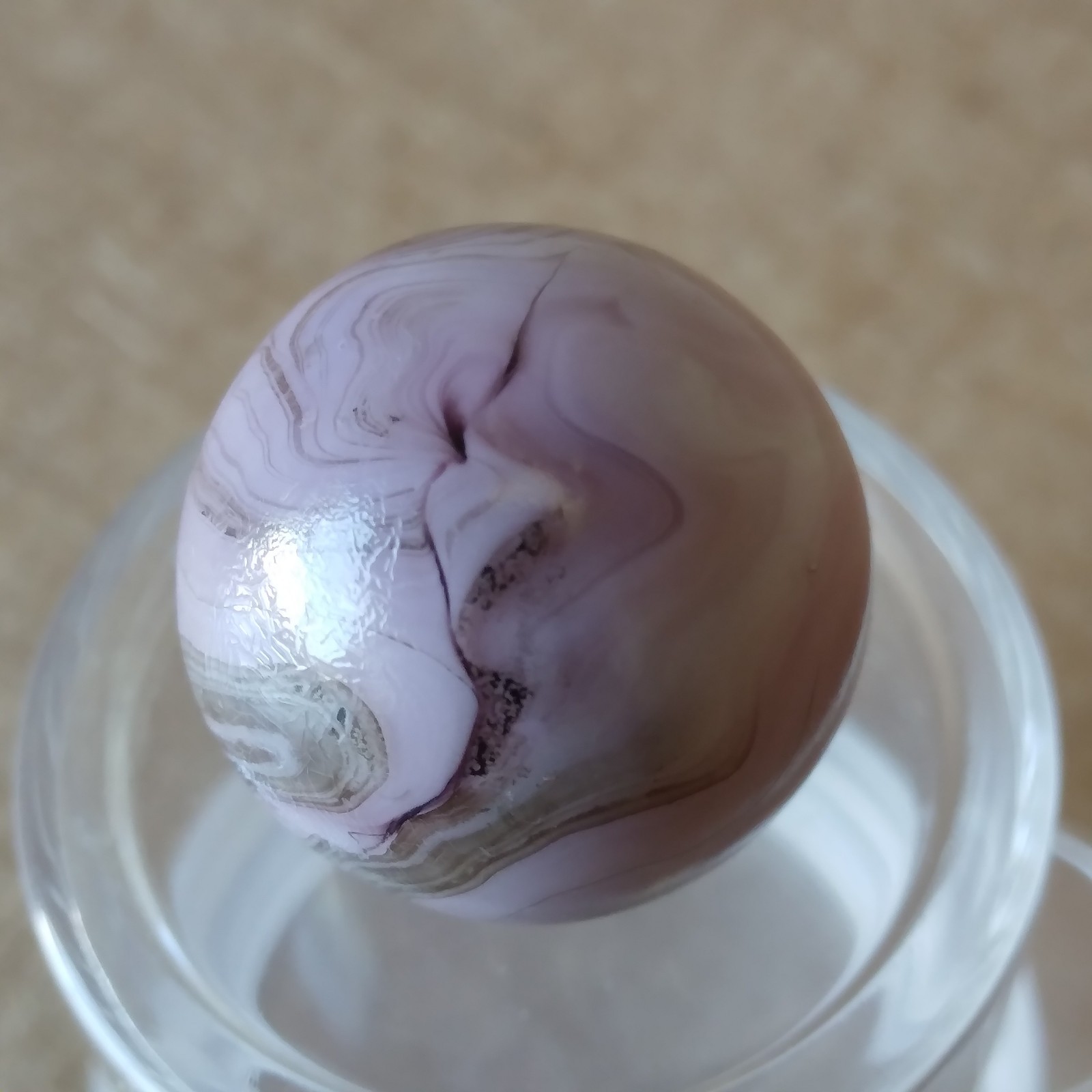 .62″ Vintage M.F. Christensen Agate CAC Lavender Opaque Layered Swirl Marble