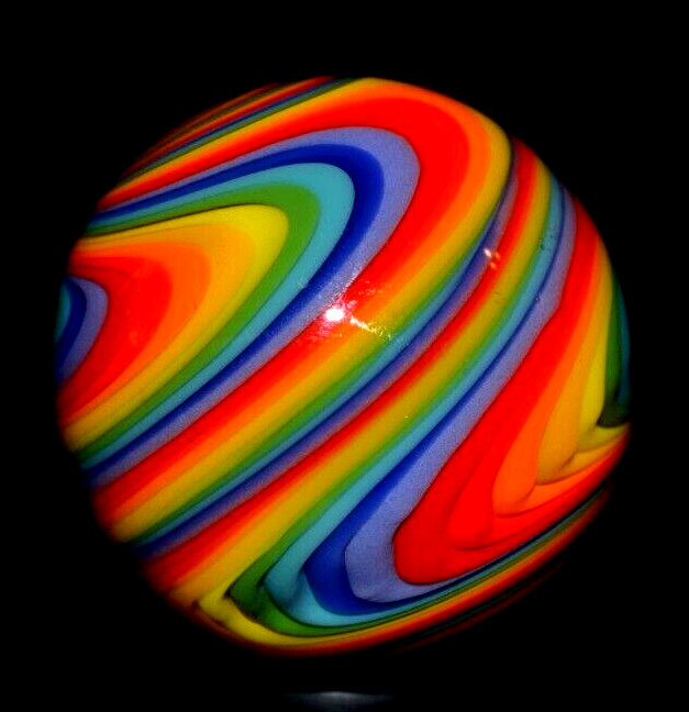 JAY SLACK GLASS MARBLE/1.443″-LOBED RAINBOW ARRAY-LILAC,LAVENDER,MINT,LOBING
