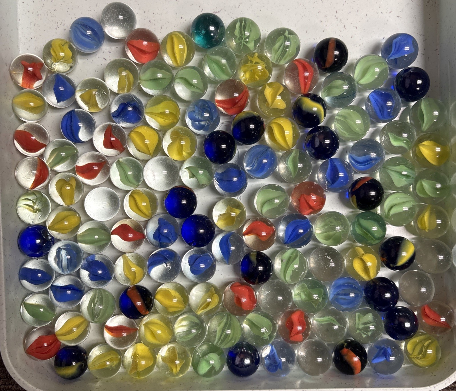 Vintage Marbles Different Sizes And Designs In Jar 125 Total Estate Lot 4A