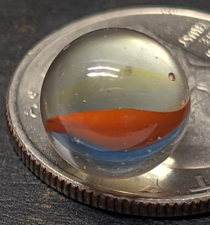 Rare Peltier Pee Wee Cat Eye Two Color Marble .43″