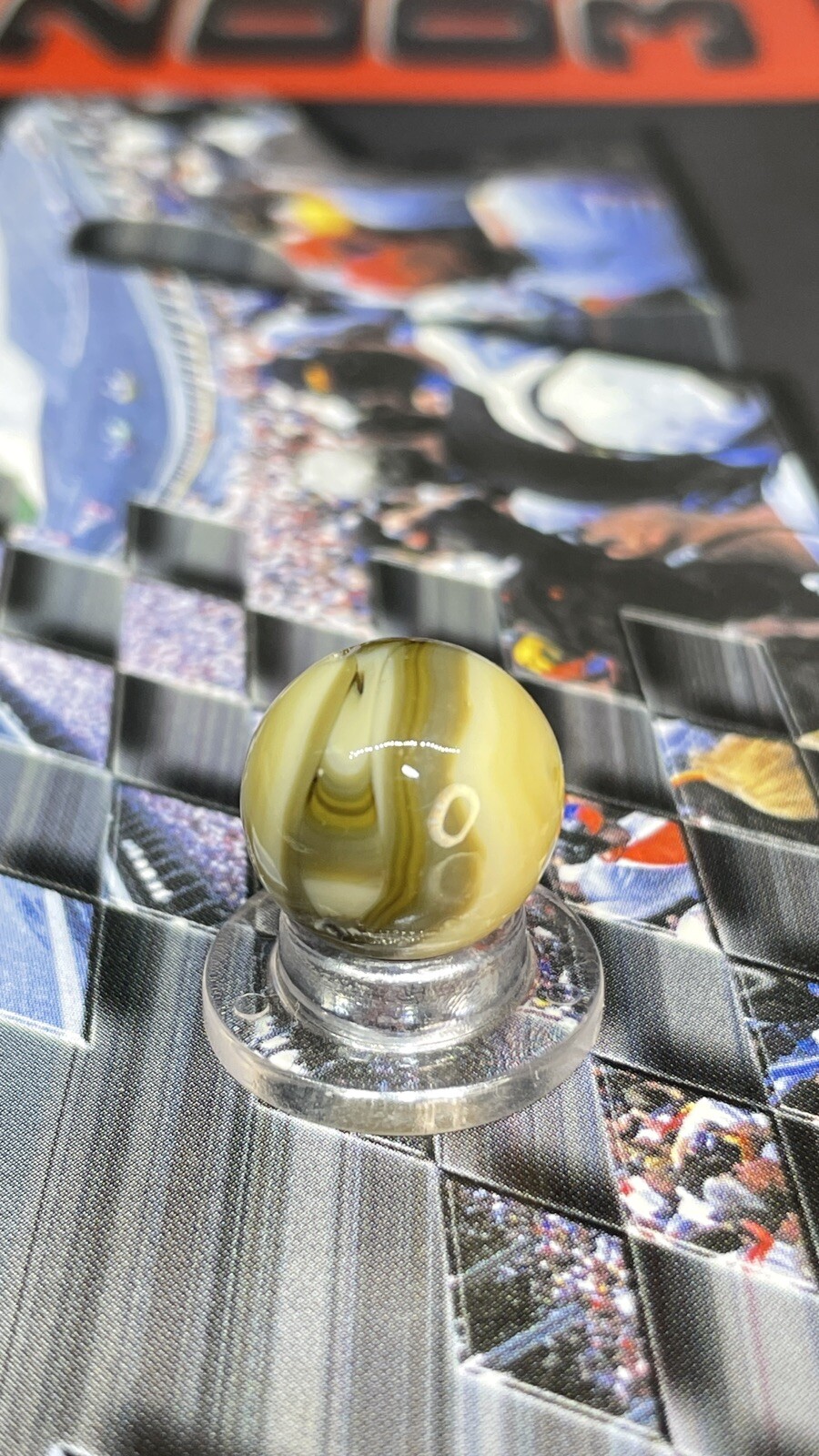 Alley Or Champion Brown & White Crazy Swirl Mystery Marble Vintage Marbles .591